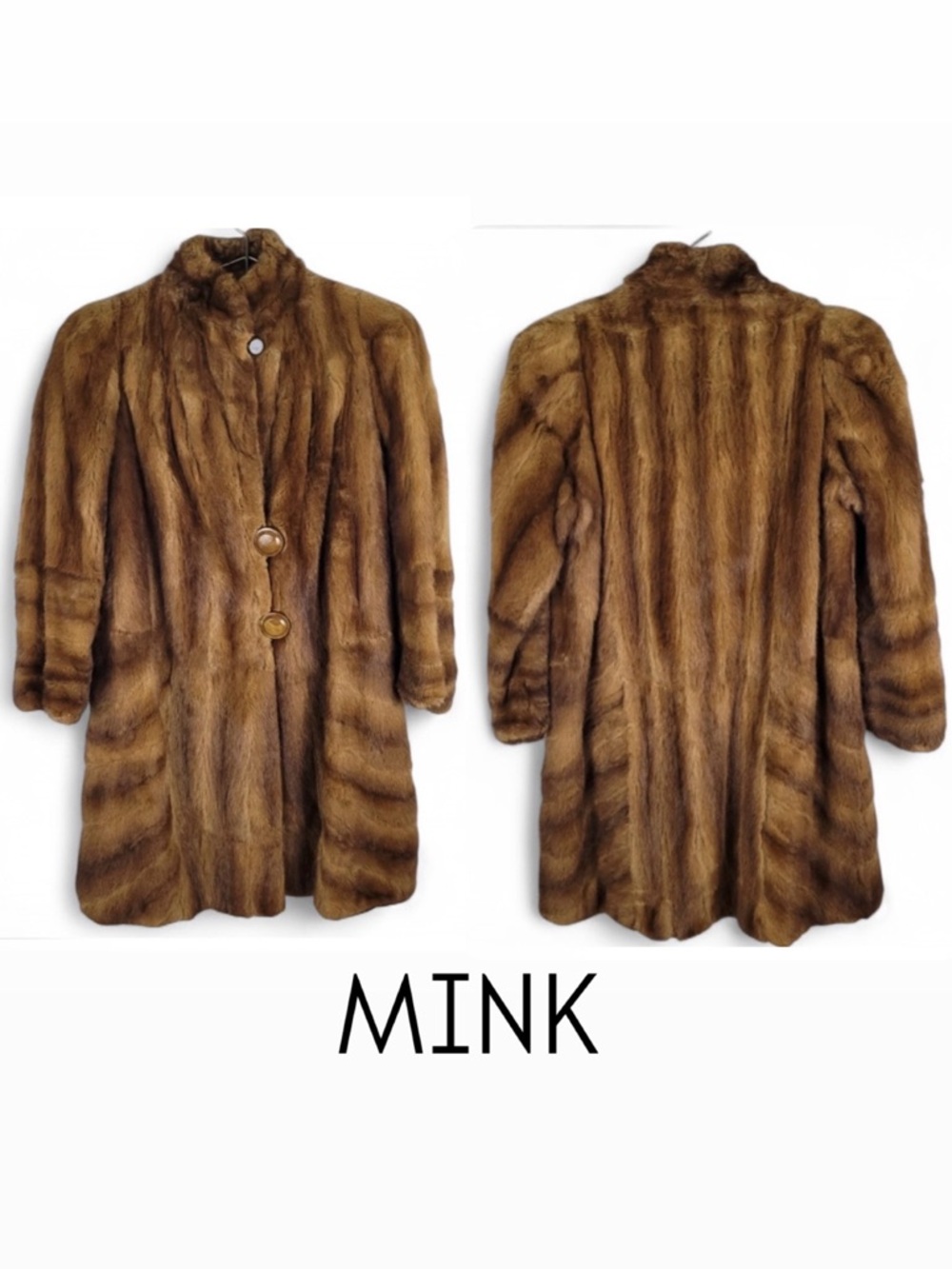 Vintage Mink Genuine Brown Fur Coat (Classic Mobwife) - Picture 12 of 13